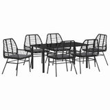 Garden Dining Set 7 pcs Black Poly Rattan 3380859