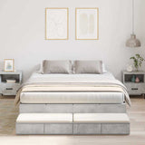 Storage Bed Frame Concrete Grey 150 cm Engineered Wood 3335648