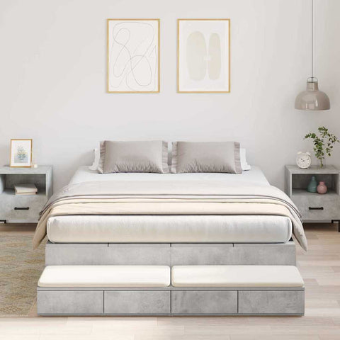 Storage Bed Frame with Door Concrete Grey 236.5 x 150 x 31.5 cm 3335648