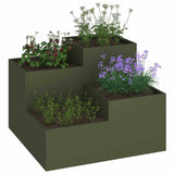 Garden Planter Olive green 100 x 100 x 60 cm Steel 865865