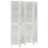 Room Divider 4 Panels White Solid Wood Paulownia 358675