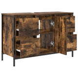 Basin Cabinet with Drawers Smoked Oak 90x34.5x60 cm 861889