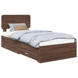 Bed Frame with Headboard Brown Oak 100 x 200 cm Engineered Wood 3412415
