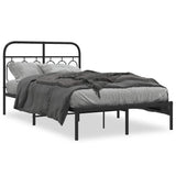 Metal Bed Frame without Mattress with Headboard Black 120x200cm 377115