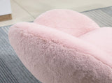 Makeup Vanity Chair, Cute Fluffy Desk Chair with Rolling Wheels for Bedroom Living Room, Pink T3398P328143