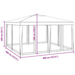 Party Tent with 8 Mesh Sidewalls Red 4x4 m HDPE 4010065