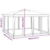 Party Tent with 8 Mesh Sidewalls Red 4x4 m HDPE 4010065