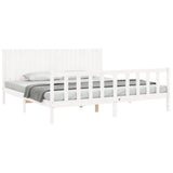 Bed Frame without Mattress White 200x200 cm Solid Wood Pine 3192967