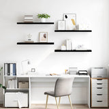Floating Wall Shelves 4 pcs High Gloss Black 90x23.5x3.8 cm MDF 323777