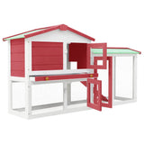 Outdoor Large Rabbit Hutch Red and White 145 x 45 x 84 Wood 170842