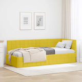 Corner Bed Frame with Headboard Yellow 80 cm x 200 cm Velvet 42016374