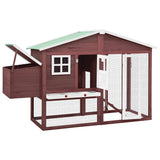 Chicken Coop with Nest Box Mocha and White Solid Fir Wood 170866