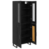 Highboard 2 pcs Black Oak Engineered Wood and Glass 3416097