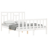 Bed Frame without Mattress White Small Double Solid Wood Pine 3193112