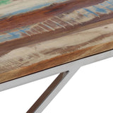Coffee Table Silver Stainless Steel and Solid Reclaimed Wood 349944
