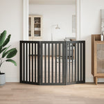 Dog Gate Foldable 3 Panels Black 150 cm Poplar Wood 352254