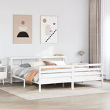 Bed Frame with Headboard without Mattress White 200x200 cm 3305952