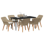 Garden Dining Set with Cushion 7 pcs Beige Poly Rattan 3261695