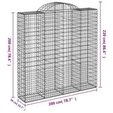 Arched Gabion Baskets 7 pcs 200x50x200/220 cm Galvanised Iron 3146430