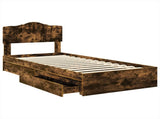 Storage Bed with Drawer Smoked Oak 90 x 200 cm Engineered Wood 3413135