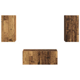 TV Cabinet Set Wall-mounted 6 pcs Old Wood Engineered Wood 3409067
