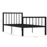 284569 Bed Frame without Mattress Black Metal 100x200 cm