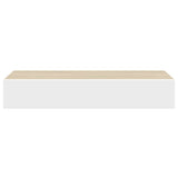 Wall Drawer Shelves 2 pcs Oak and White 60x23.5x10cm MDF 330264