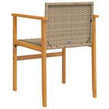 Garden Chairs with Cushions 2 pcs Beige Poly Rattan&Solid Wood 368713