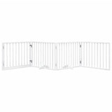 Dog Gate with Door Foldable 4 Panels White 320 cm Poplar Wood 352185