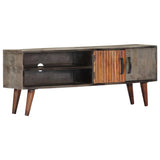 TV Cabinet Grey 130x30x46 cm Solid Rough Mango Wood 282743