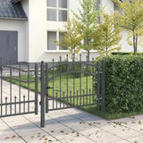 Fence Gate with Spear Top with Lock Grey 103 x 75 cm Steel 42009037