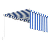 Manual Retractable Awning with Blind 5x3m Blue&White 3069336
