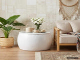 Round Coffee Table Hammered White 55 x 55 cm Aluminium 373375
