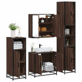 4 Piece Bathroom Furniture Set Brown Oak Engineered Wood 3301189