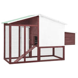 Chicken Coop with Nest Box Mocha and White Solid Fir Wood 170866