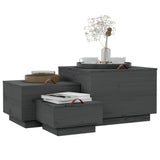 Storage Boxes with Lids 3 pcs Grey Solid Wood Pine 818247