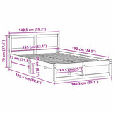 Bed Frame with Headboard Natural 135 x 190 cm Solid Pine Wood 873280
