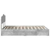 Storage Bed Concrete Grey 135 x 190 cm Engineered Wood 3413106