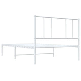 Metal Bed Frame without Mattress with Headboard White 100x200cm 352524