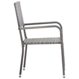 ZNTS Garden Dining Chairs 4 pcs Stackable Grey Poly Rattan 318701