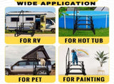 RV Step Stool, 4 Step, Hot Tub Steps with Handrail, Portable Pool, 660Lbs Heavy Duty 30122421