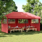 Foldable Party Tent Pop-Up with 3 Sidewalls Burgundy 4004947
