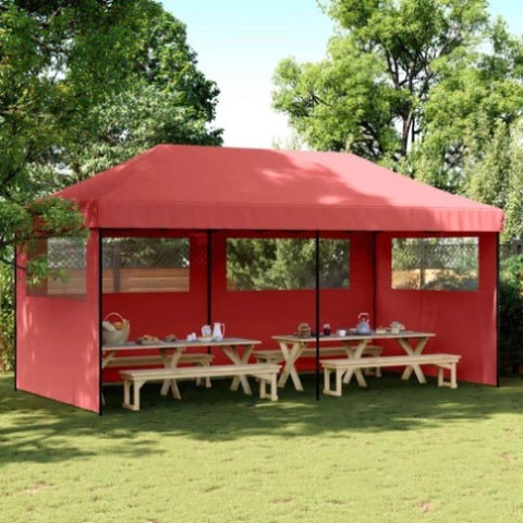 ZNTS Foldable Party Tent Pop-Up with 3 Sidewalls Burgundy 4004947