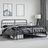 Bed Frame Black Powder-Coated Steel Double Bed Frame 352603
