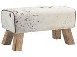 Bench 60 x 30 x 45 cm Real Leather Brown and White 42042107