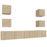 6 Piece TV Cabinet Set Sonoma Oak Engineered Wood 3114264