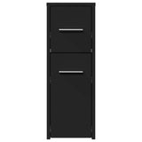 Narrow Bathroom Cupboard with Wheels Black Engineered Wood 855278