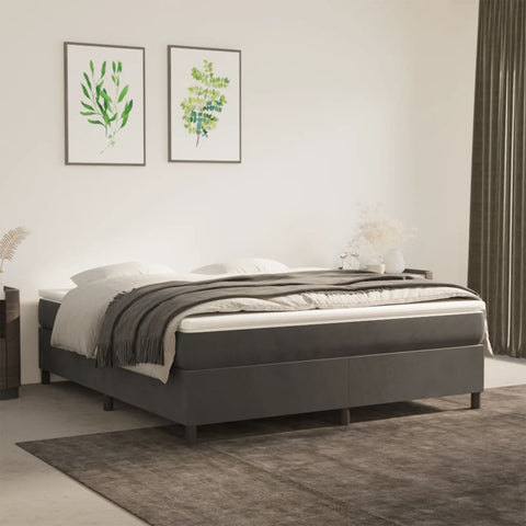 ZNTS Bed Frame without Mattress Dark Grey Super King Velvet 3121227