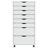 Rolling Cabinet with Drawers MOSS White Solid Wood Pine 355898