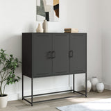 Highboard Black Steel Medium Highboard Rectangular Industrial 846536